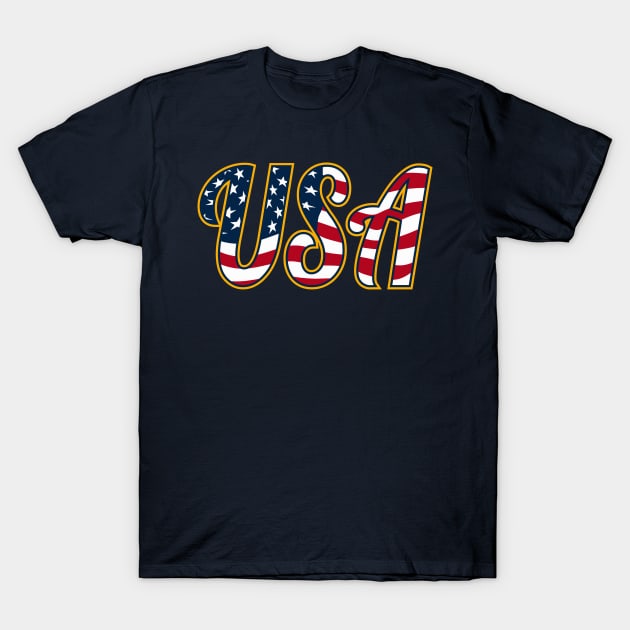 USA Patriotic Red White and Blue Stars and Stripes T-Shirt by hobrath